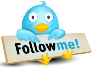 twitter bird with follow me sign
